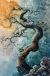 tree twisted trunk rocky area spiraling upward descriptive oak avatar