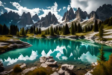 Canvas Print - lake in the mountains