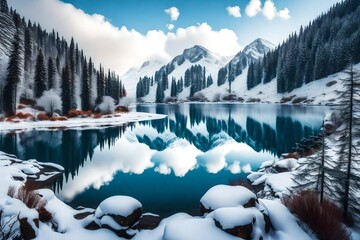 Wall Mural - winter landscape in the mountains