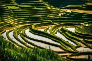 Canvas Print - rice paddy field