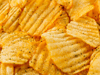 Canvas Print - close up potato chips texture