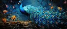 A Magnificent Peacock Displaying Its Vibrant Plumage