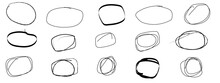 Set Of Hand Drawn Circle Sketch Doodle Grunge Highlights Background. Vector Of Freehand Circle Round Scrawl Frames. Hand Drawn Pen Lines Doodle Sketches Circle Lines.