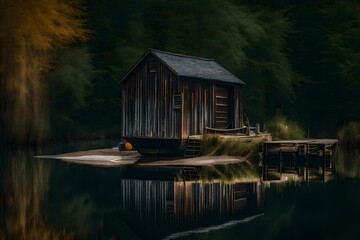 Canvas Print - house on the river