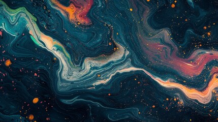 Wall Mural - abstract green colorful background with moving liquid water wave lines. paint mix. wallpaper backgro