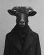 a goat surrealist Art. animal-faced human Minimalism.