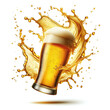 single dynamic splash of beer, isolated on a white background, created according to your request.