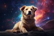 Realistic dog are in the space with full view