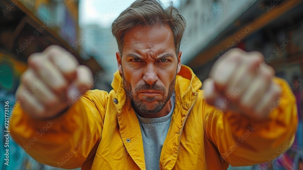 Anger-filled man pushes menacing man outside, using force and ...