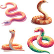 set collection snake low poly vector