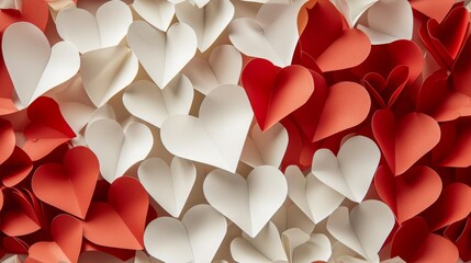 Wall Mural - paper hearts - love, romance, valentine background