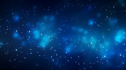 Blue abstract background with a network grid and particles connected . B006