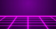 © PhoenixStock - Infinite grid moving glitch clip till the horizon. Games start intro electrified fied vapur style synthwave running neon grid background. Techno style with punk colors video games bg.