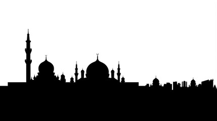 Wall Mural - black landscape silhouette Ramadan kareem Mosque Concept, Islam. Ramadan kareem, Mosque. Islamic Celebration Concept