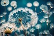 Abstract blurred nature background dandelion seeds parachute. Abstract nature bokeh pattern