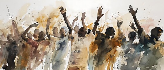 Wall Mural - Section of the population that is at risk of poverty or lives in poverty and has little chance of advancement, during a demonstration, civil war, uprising, abstract watercolor illustration