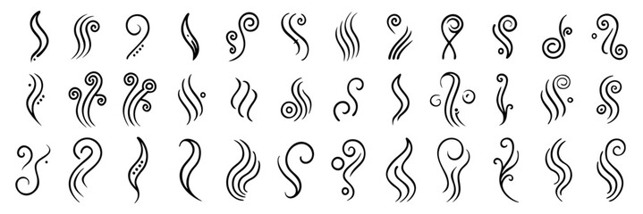 Wall Mural - collection of smoke waves. doodle cartoon style vector