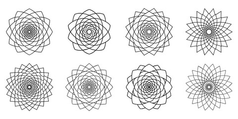 Poster - set of mandala art. black outline. vector