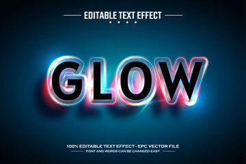 Wall Mural - Glow 3D editable text effect template