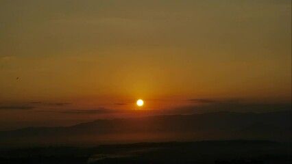 Wall Mural - Time-lapse of Clouds and Sun Rising Sky. Travel Beginning, Nature Concept