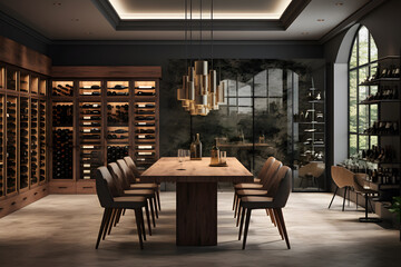 wine cellar with a glass enclosed wine storage room