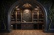 wine storage room with a wine decanter