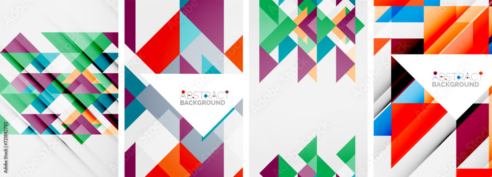 Set of triangle pattern poster backgrounds. Vector illustration For ...
