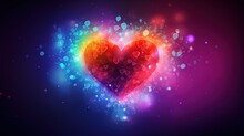 Colorful Heart For Romantic Valentines Day, Wedding, Mother Day, And Anniversary Concept Background. Created With Generative AI.