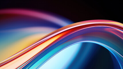 Wall Mural - Vibrant abstract waves flowing seamlessly in a spectrum of colors on a dark backdrop