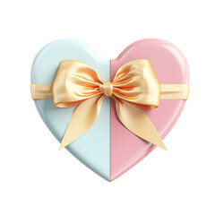 Wall Mural - heart shaped gift box with ribbon