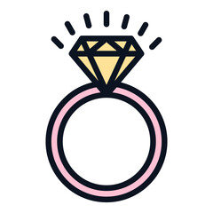 Wall Mural - Diamond engagement ring icon, diamond wedding ring