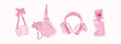 Illustration of  cute thing with pink. Hand drawn pink bow of coquette soft style.