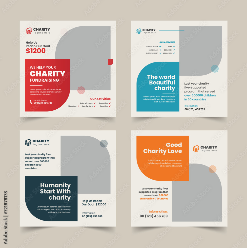 Charity fundraiser Social media post template, Charity post, web banner ...
