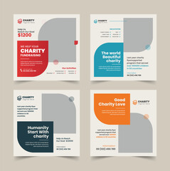 charity fundraiser social media post template, charity post, web banner