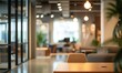 Photo blur background of modern office interior design contemporary workspace for creative business 