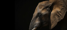 African Elephant Eyes Are Looking At Big Five Animals On A Black Background