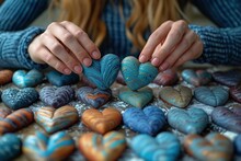 Close-up Of Hands Crafting Personalized Heart-shaped Polymer Clay Trinkets