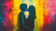 Gleichgeschlechtliches Paar küsst sich in der Öffentlichkeit zum Valentinstag wahre Liebe zeigen lgbtq Generative AI
