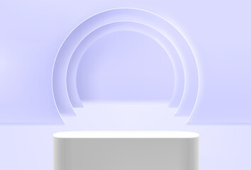 Poster - BLue empty interior with podium. 3d vector illustration