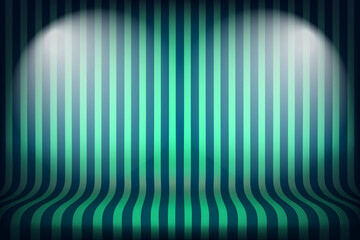 Aufkleber - Abstract green studio with stripes on the wall. Design product template. 3d vector mockup