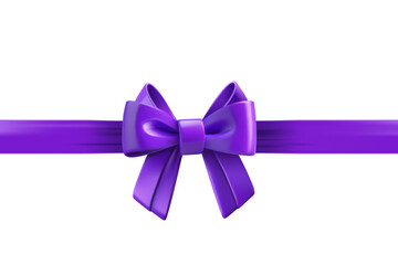 Aufkleber - Violet ribbon with bow isolated on white background. Design trmplate. 3d vector illustration

