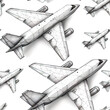 © Roman - Airplanes line art outline jet repeat pattern