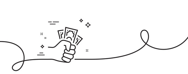 Poster - fraud icon. continuous one line with curl. money bribe crime sign. cash scam symbol. fraud single ou