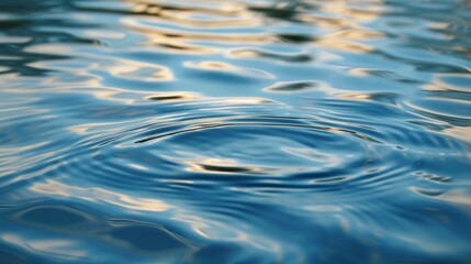 Poster - The tranquil image captures the mesmerizing dance of liquid ripples on a serene blue surface, creating a fluid reflection of the outdoor world