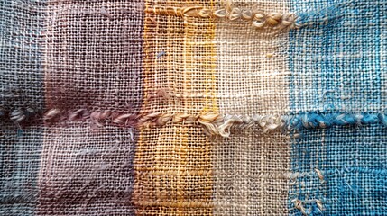 Poster - A vibrant textile pattern weaves a story of intricate stitchwork and artistic expression on this close-up fabric