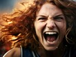 © sam - a woman screaming with her mouth open