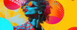 © thejokercze - Beautiful woman, contemporary art collage,modern design work in neon trendy colors