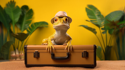 gecko in the atmosphere of vacation and summer relaxation