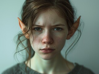 Poster - a girl with pointy ears and freckles