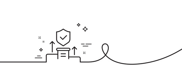 Poster - security agency line icon. continuous one line with curl. cyber defence sign. private protection sym